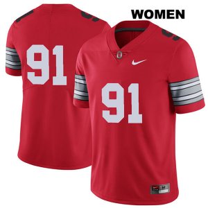 Women's NCAA Ohio State Buckeyes Drue Chrisman #91 College Stitched 2018 Spring Game No Name Authentic Nike Red Football Jersey RY20R41AZ